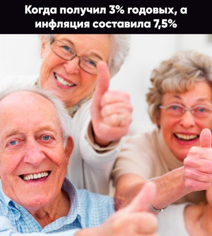 Получил 3% годовых, а инфляция составила 7,5%
