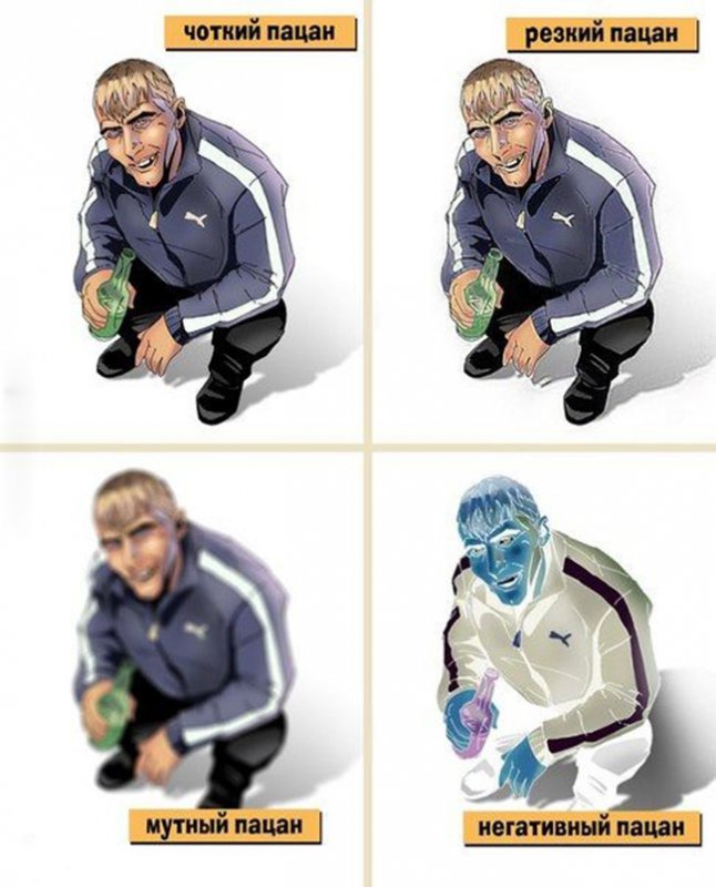 Чёткий, резкий, мутный и негативный пацан